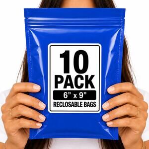 RECLOSABLE BLUE BAGS (10 PACK) 6" X 9" 2 MIL ZIPPER STORAGE BAGS NEW